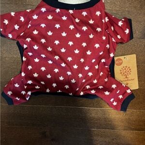 Red Dog one piece  with Maple Leaf Pattern